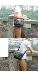 Fashion Blue Denim Mens Womens Side Bag Shoulder Bag Blue Jean Messenger Bags For Women