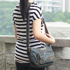 Fashion Blue Denim Mens Womens Side Bag Shoulder Bag Blue Jean Messenger Bags For Women
