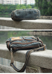 Blue Denim Mens Womens Side Bag Courier Bag Blue Jean Shoulder Bag Messenger Bag For Women