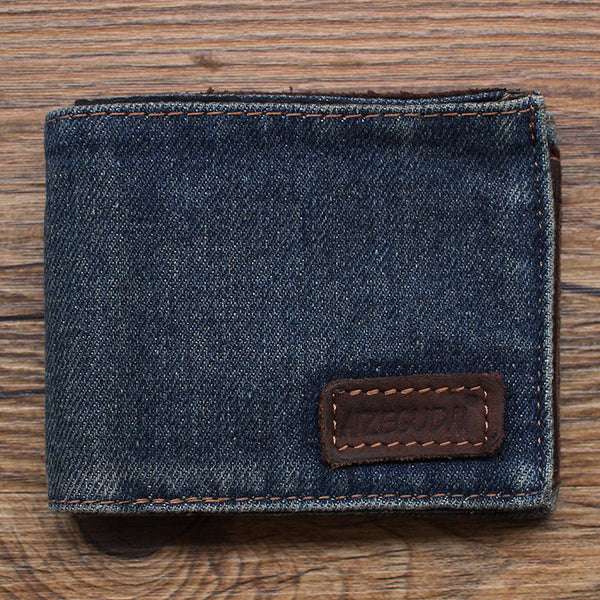 Blue Denim Wallet Denim Mens Slim billfold - Back View