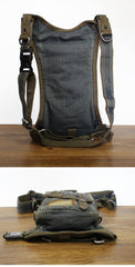 Blue Denim Canvas Mens Biker Waist Bag DropLeg Bag Belt Pouch Small Messenger Bag For Men