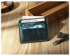 Black Leather Mens Front Pocket Wallet Personalized Handmade Slim Card Wallets for Men