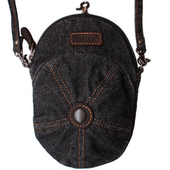 Blue Unique Denim Cap Mini Shoulder Bag Belt Pouch Denim Cap Phone Women Crossbody Bag