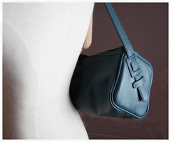 Blue Womens Leather Barrel Shoulder Handbag Womens Fashion Barrel Blue Handbag Purse Blue Handbag Shoulder Purse for Ladies
