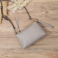 Black Zip Leather Wristlet Wallet Womens Small Crossbody Purse Minimalist Shoulder Bag for Women