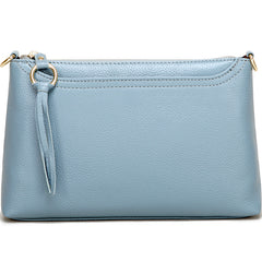 Blue Zip Leather Wristlet Wallet Womens Small Crossbody Purse Minimalist Shoulder Bag for Women