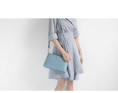 Pink Zip Leather Wristlet Wallet Womens Small Crossbody Purse Minimalist Shoulder Bag for Women