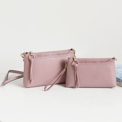 Pink Zip Leather Wristlet Wallet Womens Small Crossbody Purse Minimalist Shoulder Bag for Women