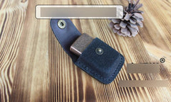 Mens Black Leather Classic Zippo Lighter Handmade Case Zippo Lighter Holder with Belt Loop