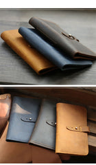 Blue Handmade Leather Mens Passport Long Wallet Travel Wallet Ticket Holder For Men