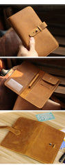 Blue Handmade Leather Mens Passport Long Wallet Travel Wallet Ticket Holder For Men