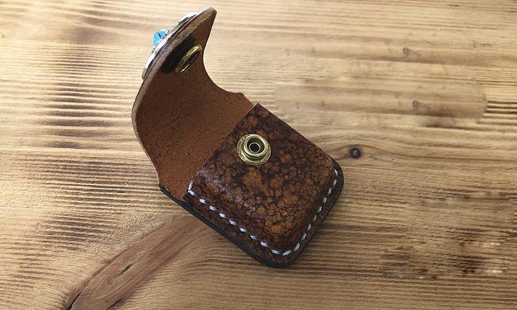 Handmade Mens Blue Leather Classic Zippo Lighter Case Belt Zippo Lighter Holder with Belt Loop
