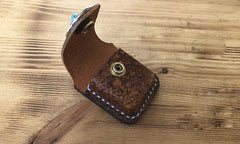 Handmade Mens Blue Leather Classic Zippo Lighter Case Belt Zippo Lighter Holder with Belt Loop