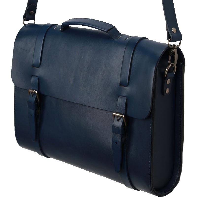 Blue Leather Messenger office briefcase