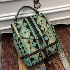 Vintage Leather womens Small Backpacks Country Style School Backpack for Ladies