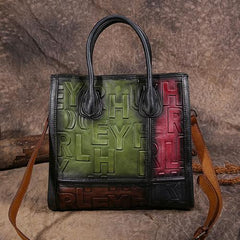 Vintage Color Block Women Leather Tote Handbags Shopping Bag Purse Handbags Shoulder Bags