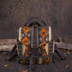 Vintage Leather womens Small Backpacks Country Style School Backpack for Ladies