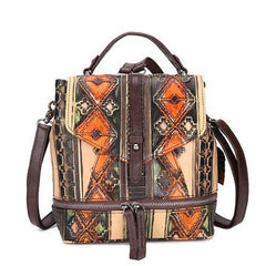 Vintage Leather womens Small Backpacks Country Style School Backpack for Ladies