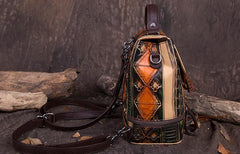 Vintage Leather womens Small Backpacks Country Style School Backpack for Ladies