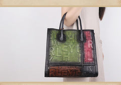 Vintage Color Block Women Leather Tote Handbags Shopping Bag Purse Handbags Shoulder Bags