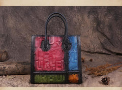 Vintage Color Block Women Leather Tote Handbags Shopping Bag Purse Handbags Shoulder Bags