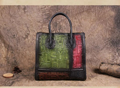 Vintage Color Block Leather Tote Handbags Women Shopping Bag Purse Handbags Shoulder Bags