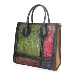 Vintage Color Block Women Leather Tote Handbags Shopping Bag Purse Handbags Shoulder Bags