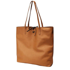 Vertical Brown Leather Tote Bag 14