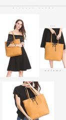 Vertical Brown Leather Tote Bag 14