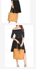 Vertical Brown Leather Tote Bag 14