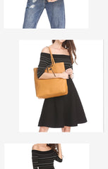 Vertical Brown Leather Tote Bag 14