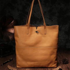 Vertical Brown Leather Tote Bag 14