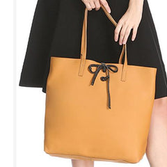 Vertical Brown Leather Tote Bag 14