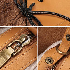 Vertical Brown Leather Tote Bag 14