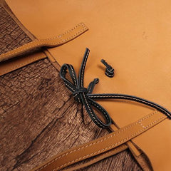 Vertical Brown Leather Tote Bag 14