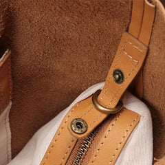 Vertical Brown Leather Tote Bag 14