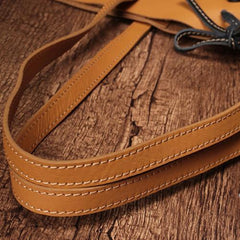 Vertical Brown Leather Tote Bag 14