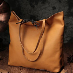 Vertical Brown Leather Tote Bag 14