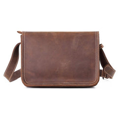 Brown Cool Leather Small Messenger Bag Satchel Postman Bag Coffee Side Bag Courier Bag For Men