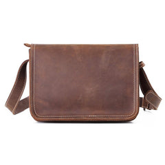 Brown Cool Leather Small Messenger Bag Satchel Postman Bag Coffee Side Bag Courier Bag For Men
