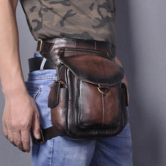 Leather Men Belt Pouch Thigh Bag Drop - Wallet Flat Lay