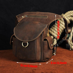 Leather Men Belt Pouch Thigh Bag Drop - Front Open View