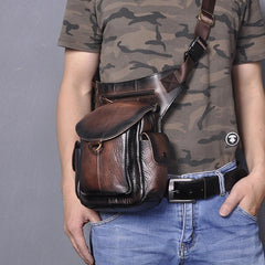 Leather Men Belt Pouch Thigh Bag Drop - Side Profile