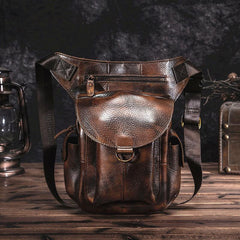 Leather Men Belt Pouch Thigh Bag Drop - Hardware Detail