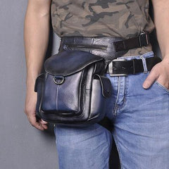 Leather Men Belt Pouch Thigh Bag Drop - Phone Slot Detail
