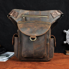 Leather Men Belt Pouch Thigh Bag Drop - License Slot Detail