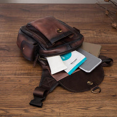 Leather Men Belt Pouch Thigh Bag Drop - Closure Detail