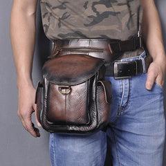 Leather Men Belt Pouch Thigh Bag Drop - Lifestyle View