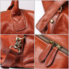Brown Fashion Leather Mens 15 inches Messenger Bag Large Brown Weekender Bag Duffel Bag For Men