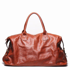 Brown Fashion Leather Mens 15 inches Messenger Bag Large Brown Weekender Bag Duffel Bag For Men